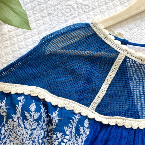 NWT Free People Carly Embroidered Top Blue XS - Picture 6 of 15
